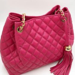 Bolsa Melissa grande em Matelassê couro legítimo Pink