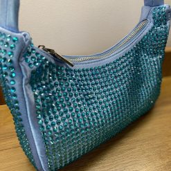 Bolsa Feminina Azul-Claro Pequena Strass Brilho  PROMO – 485