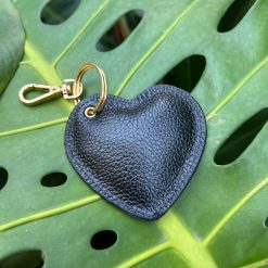 Chaveiro em couro coração – couro legítimo preto