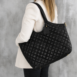 bolsa grande em couro preta maxi bag couro legítimo Rebeca