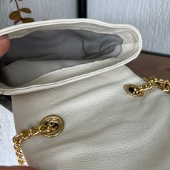 Bolsa Melina de Corrente Pequena Couro Legítimo Off White