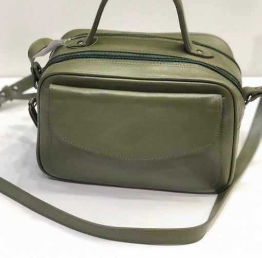 Bolsa Manuela Baú Média Couro Verde Militar