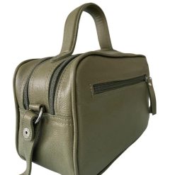 Bolsa Manuela Baú Média Couro Verde Militar