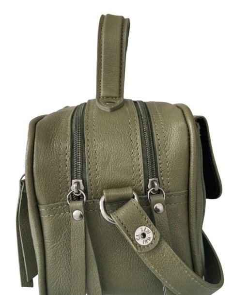 Bolsa Manuela Baú Média Couro Verde Militar - Image 3