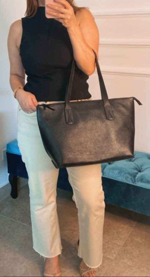Bolsa Grande em couro -  Cecília Preta