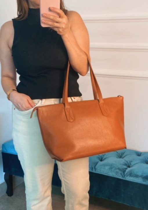 Bolsa Grande em couro -  Cecília caramelo