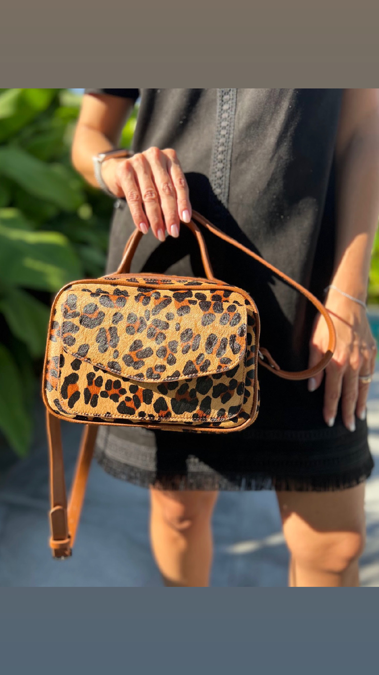 bolsa de couro baú feminina onça animal print - Manuela - Imagem 4