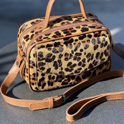 bolsa de couro baú feminina onça animal print – Manuela