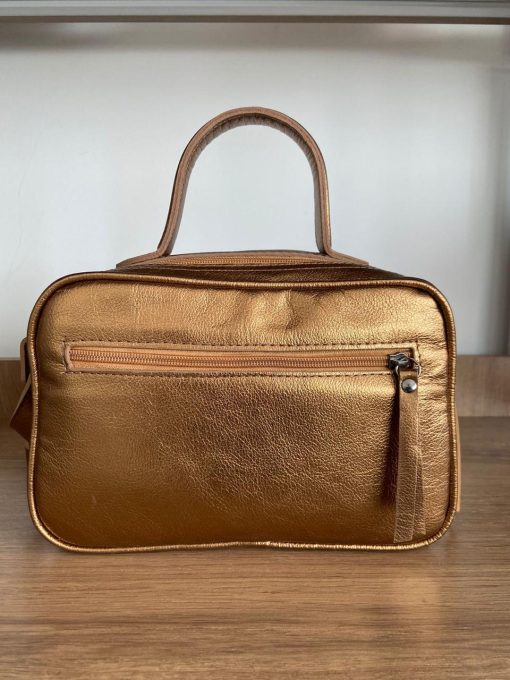Bolsa Manuela Baú Média couro Metalizada Bronze - Image 4