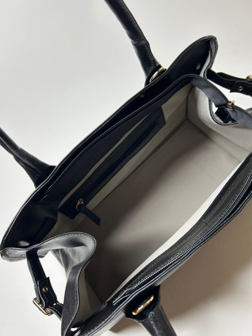Bolsa Couro Raquel G Caramelo Preta - Imagem 5