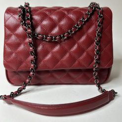 Bolsa Celina M – Couro legítimo vermelho cereja