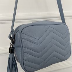 Bolsa transversal em couro azul clara Luma