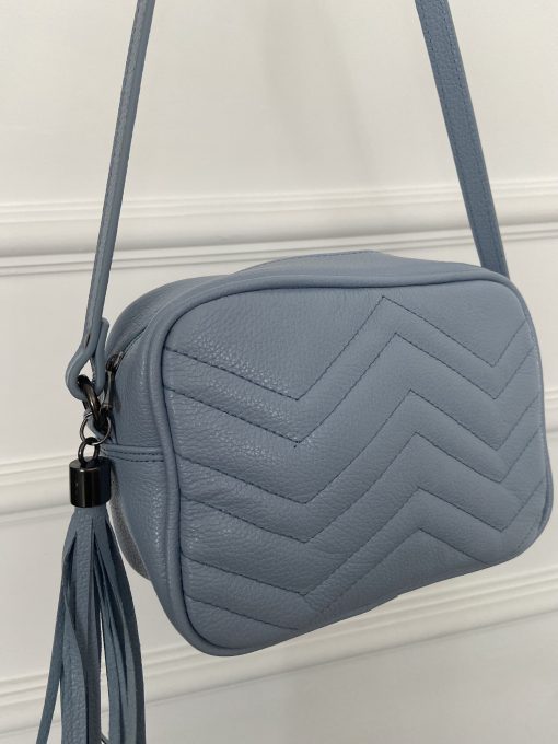Bolsa transversal em couro azul clara Luma