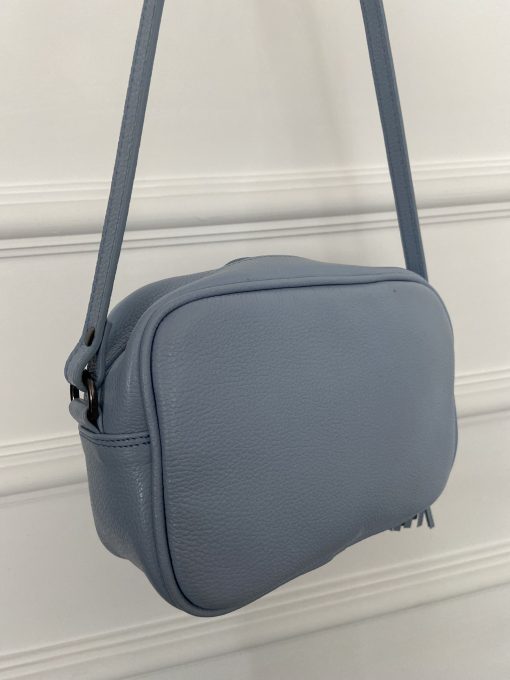 Bolsa transversal em couro azul clara Luma - Imagem 4
