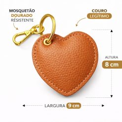 Chaveiro em couro coração – couro legítimo preto