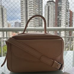 bolsa de couro baú feminina Manuela Nude
