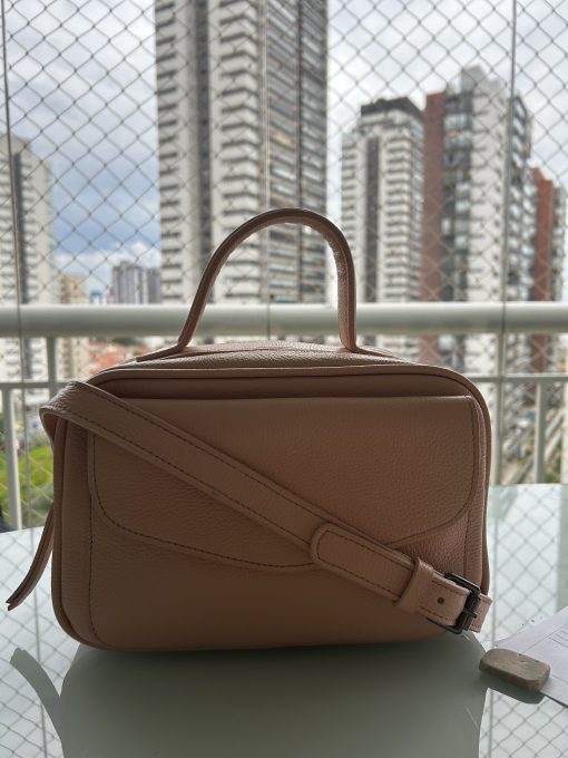 bolsa de couro baú feminina Manuela Nude