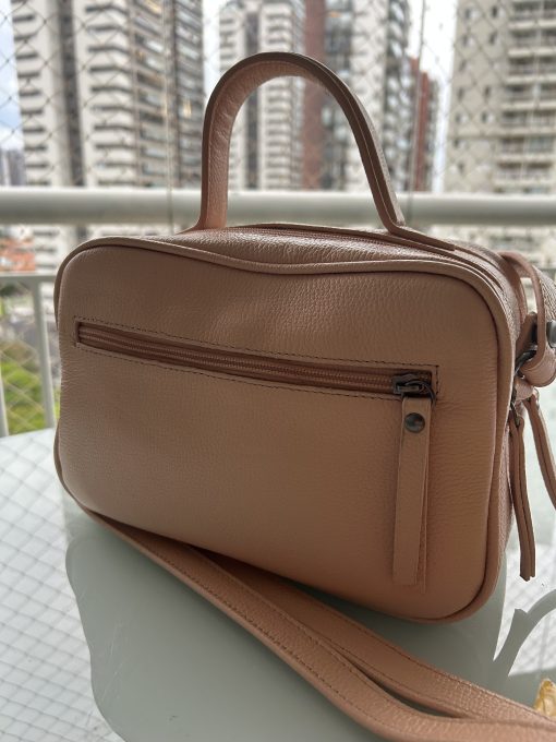 bolsa de couro baú feminina Manuela Nude - Imagem 2
