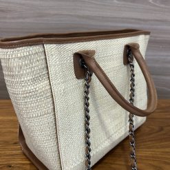 Bolsa Palha com detalhes em couro Anne