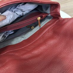 Bolsa Couro legítimo Ester vermelha alça corrente