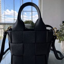 Bolsa Antônia tressê Couro  Preta