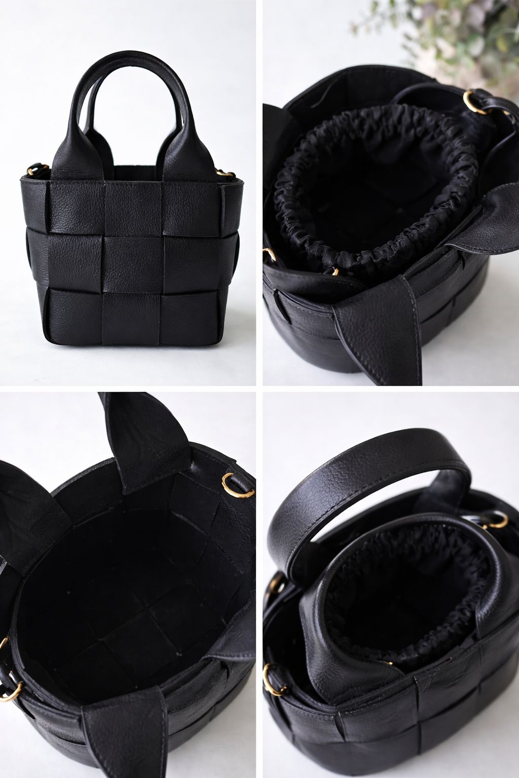 Bolsa Antônia tressê Couro Preta - Imagem 4