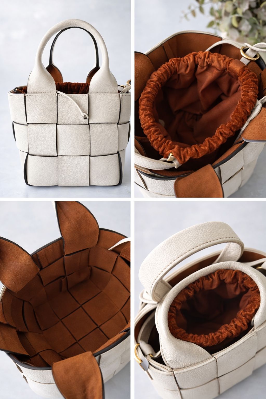 Bolsa Antônia tressê Couro Off White - Imagem 3