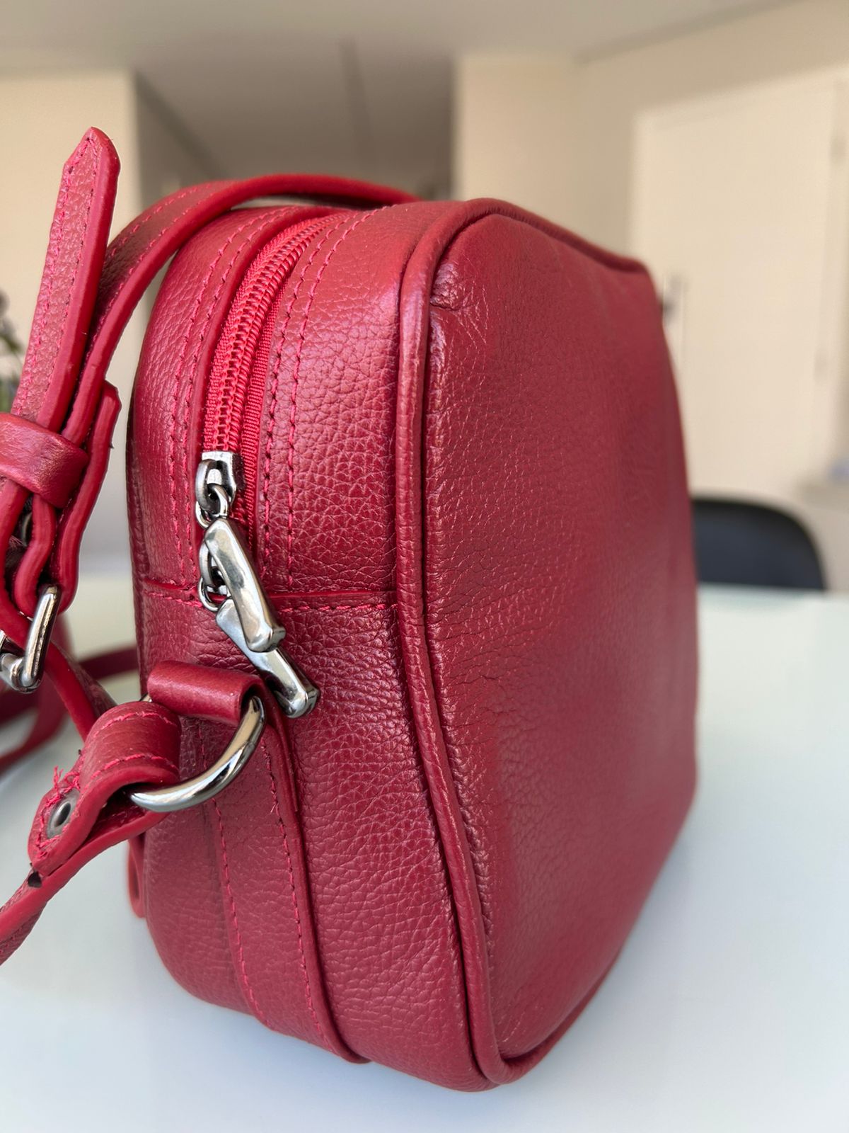 Bolsa Duda Couro legítimo Vermelha - Imagem 3