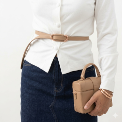 Cinto Liz  em couro bege